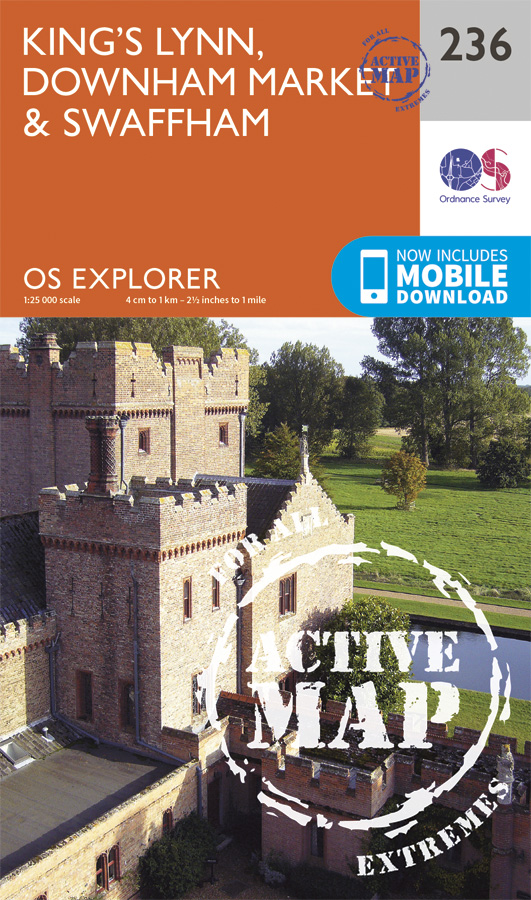 Online bestellen: Wandelkaart - Topografische kaart 236 OS Explorer Map | Active King's Lynn / Downham Market / Swaffham | Ordnance Survey