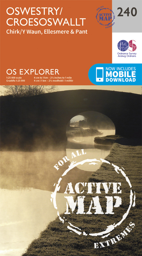 Online bestellen: Wandelkaart - Topografische kaart 240 OS Explorer Map | Active Oswestry / Croesoswallt | Ordnance Survey