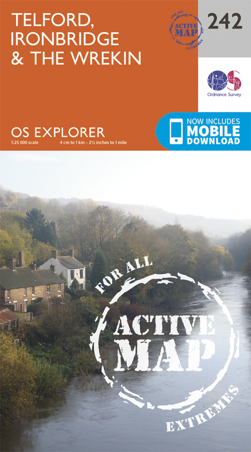 Online bestellen: Wandelkaart - Topografische kaart 242 OS Explorer Map | Active Telford / Ironbridge / The Wrekin | Ordnance Survey