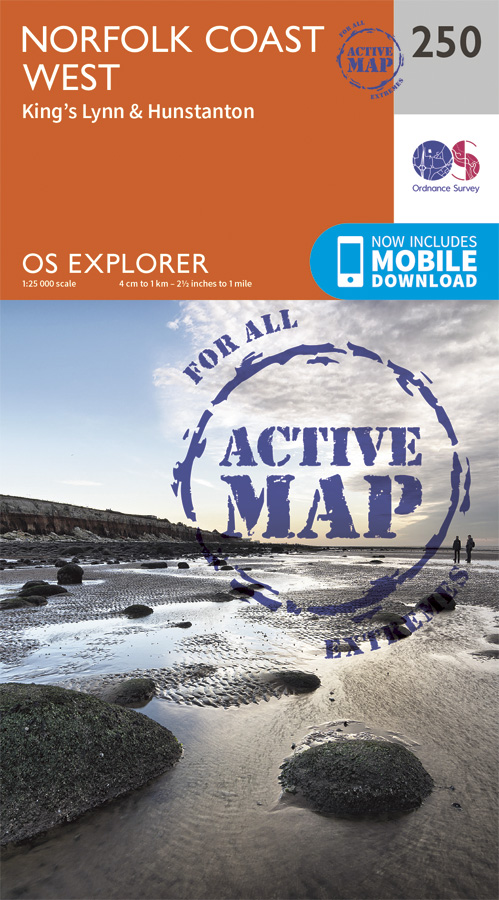 Online bestellen: Wandelkaart - Topografische kaart 250 OS Explorer Map | Active Norfolk Coast West | Ordnance Survey