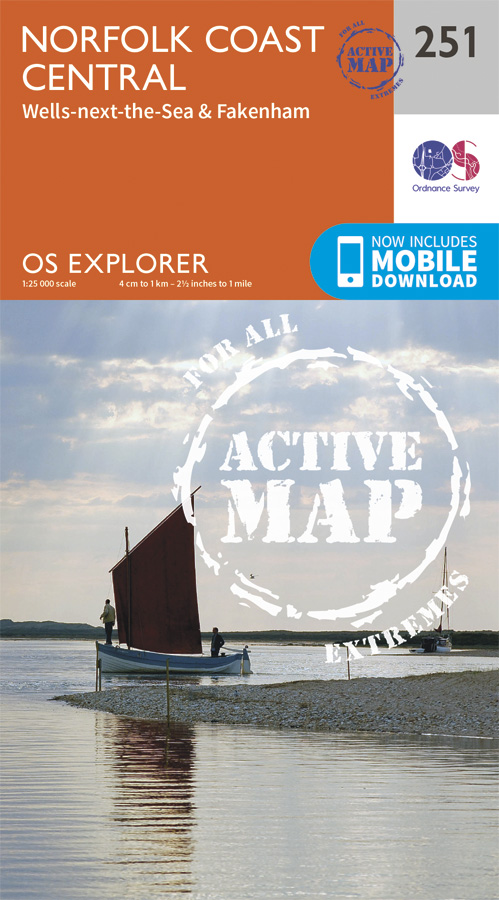 Online bestellen: Wandelkaart - Topografische kaart 251 OS Explorer Map | Active Norfolk Coast Central | Ordnance Survey