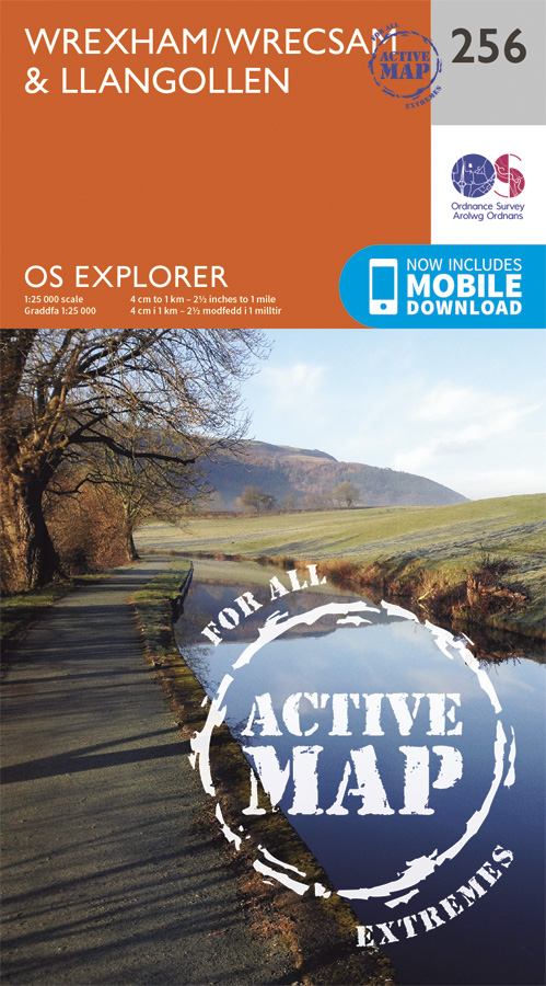 Online bestellen: Wandelkaart - Topografische kaart 256 OS Explorer Map | Active Wrexham / Wrecsam / Llangollen | Ordnance Survey