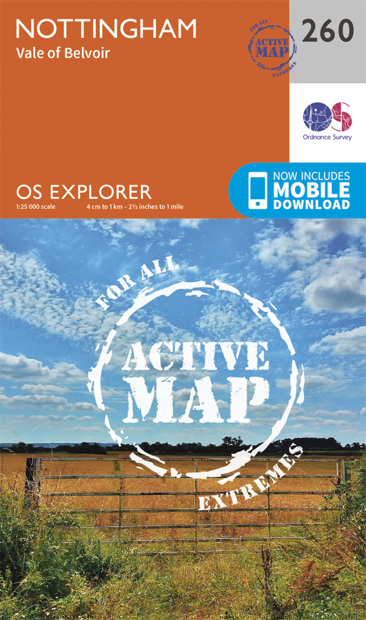 Online bestellen: Wandelkaart - Topografische kaart 260 OS Explorer Map | Active Nottingham / Vale of Belvoir | Ordnance Survey