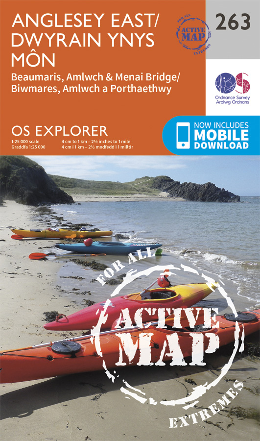 Online bestellen: Wandelkaart 263 OS Explorer Map | Active Anglesey East | Ordnance Survey