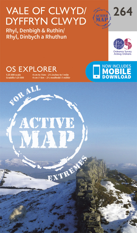 Online bestellen: Wandelkaart - Topografische kaart 264 OS Explorer Map | Active Vale of Clwyd / Dyffryn Clwyd | Ordnance Survey