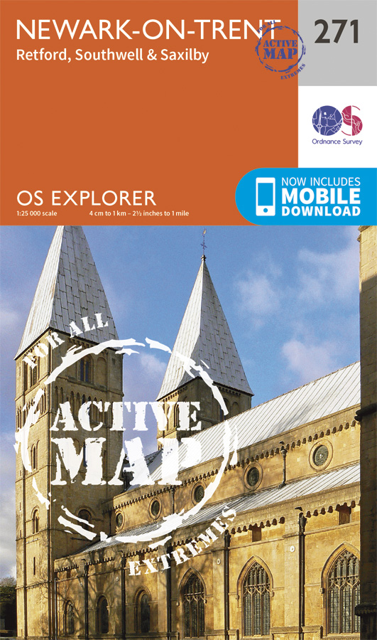 Online bestellen: Wandelkaart - Stadsplattegrond 271 OS Explorer Map | Active Newark-on-Trent | Ordnance Survey