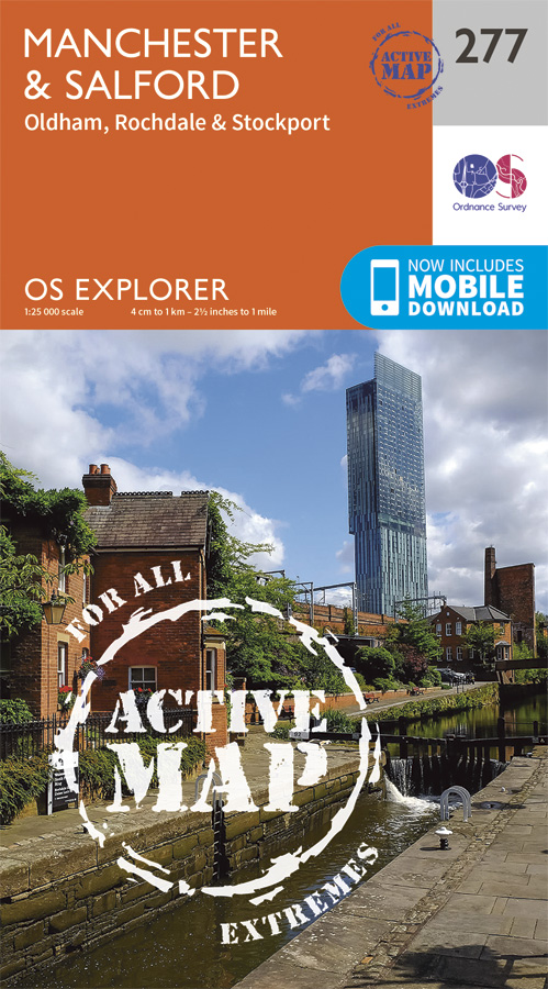 Online bestellen: Wandelkaart - Stadsplattegrond 277 OS Explorer Map | Active Manchester / Salford / Oldham | Ordnance Survey