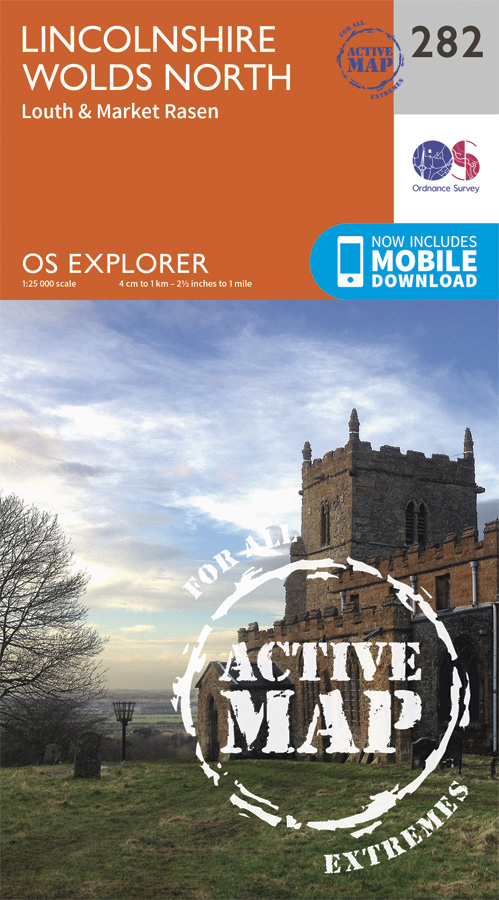 Online bestellen: Wandelkaart - Topografische kaart 282 OS Explorer Map | Active Lincolnshire Wolds North | Ordnance Survey