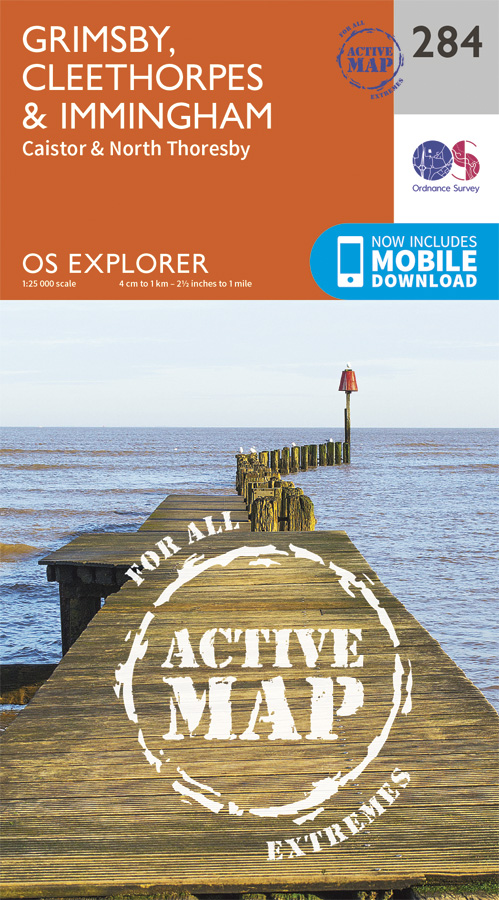 Online bestellen: Wandelkaart - Topografische kaart 284 OS Explorer Map | Active Grimsby / Cleethorpes / Immingham | Ordnance Survey