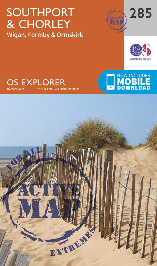 Online bestellen: Wandelkaart - Topografische kaart 285 OS Explorer Map | Active Southport / Chorley | Ordnance Survey