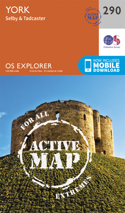 Online bestellen: Wandelkaart - Topografische kaart 290 OS Explorer Map | Active York | Ordnance Survey