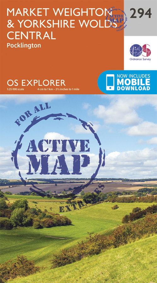 Online bestellen: Wandelkaart 294 OS Explorer Map | Active Market Weighton / Yorkshire Wolds Central | Ordnance Survey