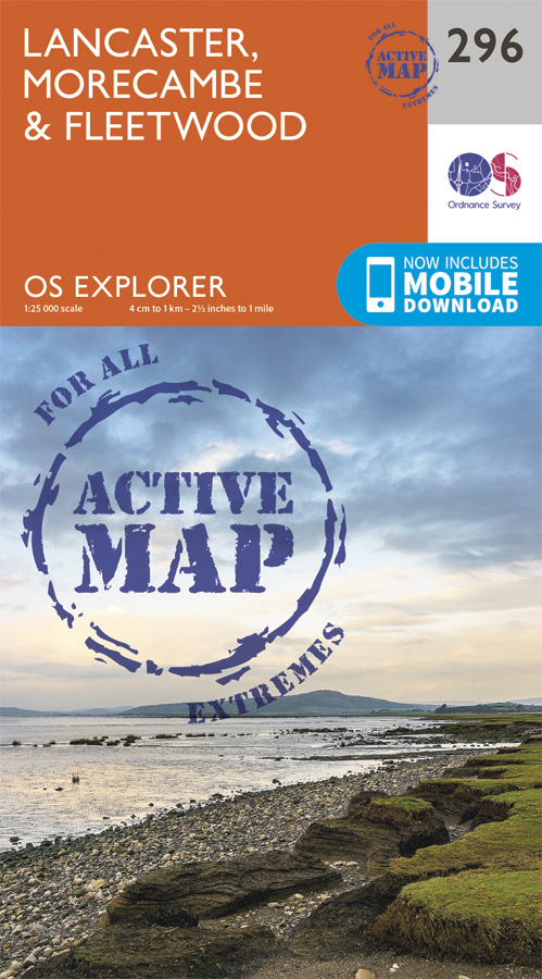 Online bestellen: Wandelkaart - Topografische kaart 296 OS Explorer Map | Active Lancaster / Morecambe / Fleetwood | Ordnance Survey