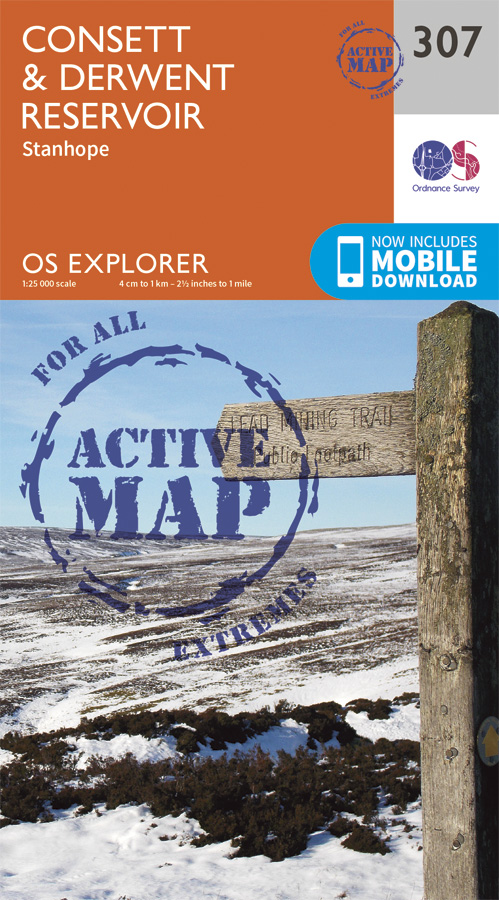 Online bestellen: Wandelkaart - Topografische kaart 307 OS Explorer Map | Active Consett / Derwent Reservior | Ordnance Survey