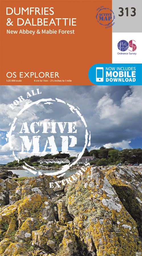 Online bestellen: Wandelkaart - Topografische kaart 313 OS Explorer Map | Active Dumfries / Dalbeattie | Ordnance Survey