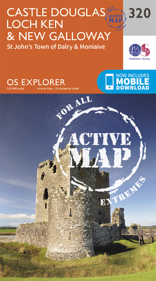 Online bestellen: Wandelkaart - Topografische kaart 320 OS Explorer Map | Active Castle Douglas / Loch Ken / New Galloway | Ordnance Survey