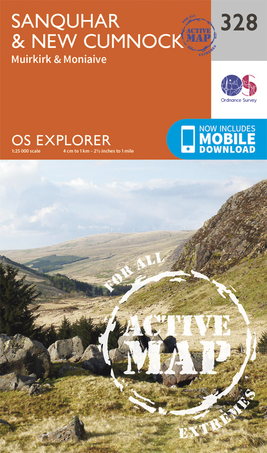 Online bestellen: Wandelkaart - Topografische kaart 328 OS Explorer Map | Active Sanquhar / New Cumnock | Ordnance Survey