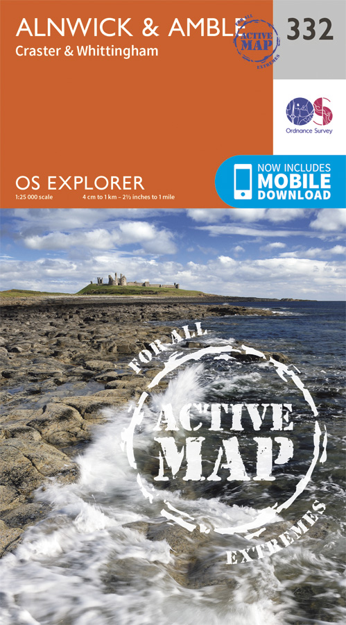 Online bestellen: Wandelkaart - Topografische kaart 332 OS Explorer Map | Active Alnwick / Amble | Ordnance Survey