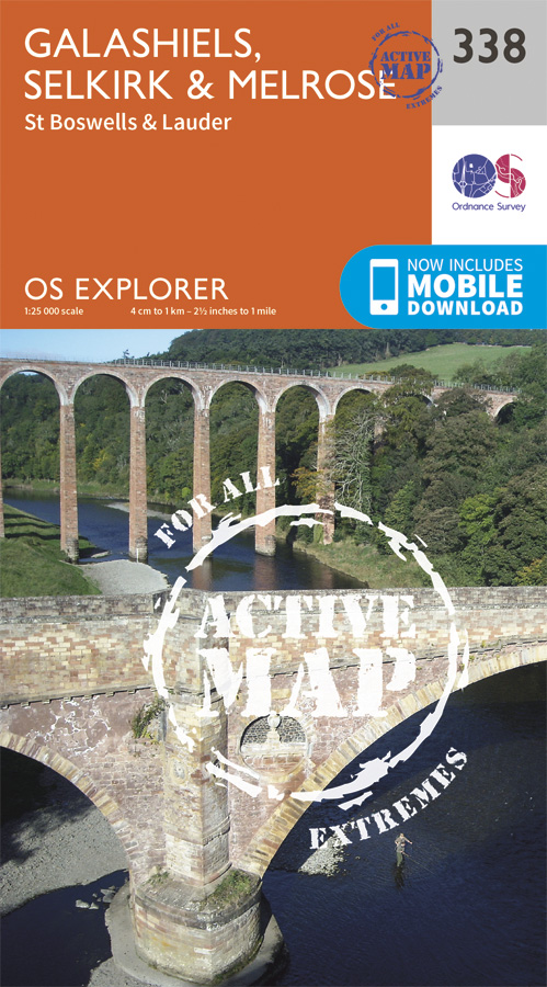 Online bestellen: Wandelkaart - Topografische kaart 338 OS Explorer Map | Active Galashiels / Selkirk / Melrose | Ordnance Survey