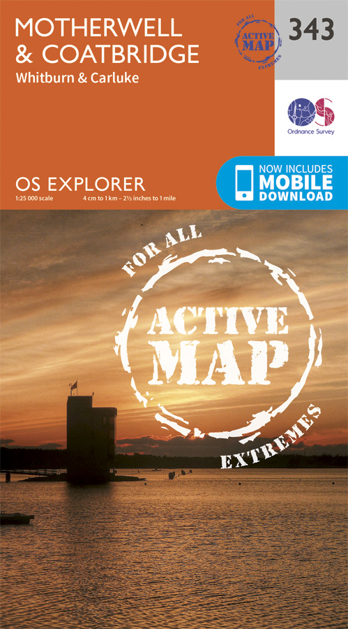 Online bestellen: Wandelgids - Topografische kaart 343 OS Explorer Map | Active Motherwell / Coatbridge | Ordnance Survey