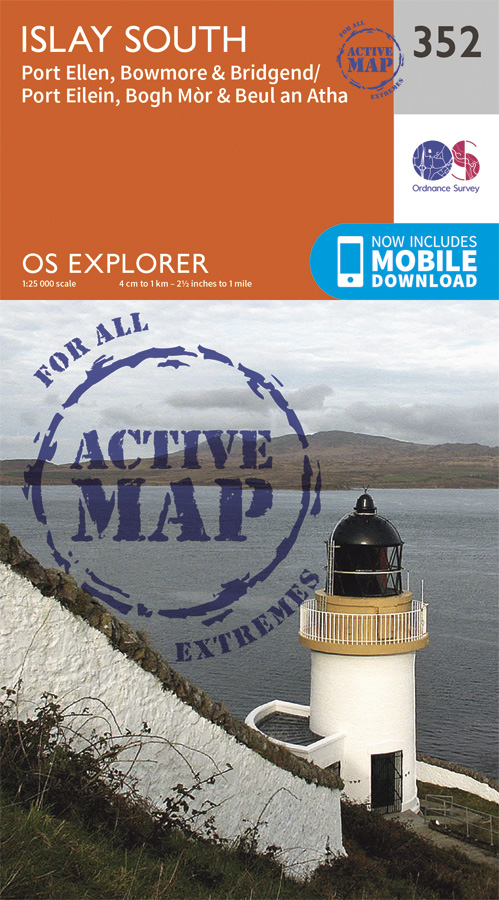 Online bestellen: Wandelkaart - Topografische kaart 352 OS Explorer Map | Active Islay South | Ordnance Survey