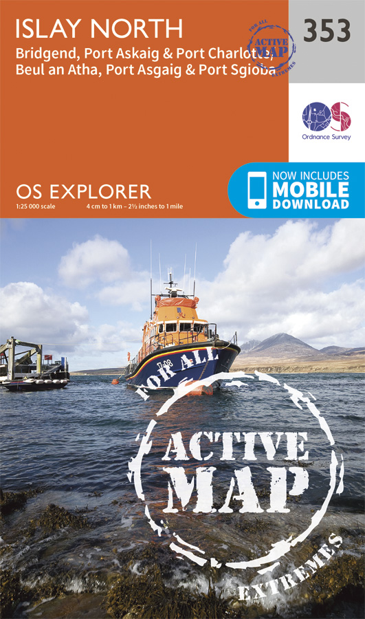 Online bestellen: Wandelkaart - Topografische kaart 353 OS Explorer Map | Active Islay North | Ordnance Survey