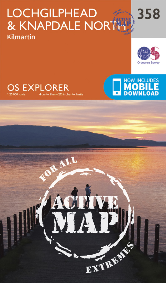 Online bestellen: Wandelkaart - Topografische kaart 358 OS Explorer Map | Active Lochgilphead / Knapdale North | Ordnance Survey