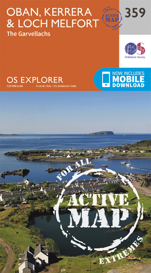 Online bestellen: Wandelkaart - Topografische kaart 359 OS Explorer Map | Active Oban / Kerrera / Loch Melfort | Ordnance Survey