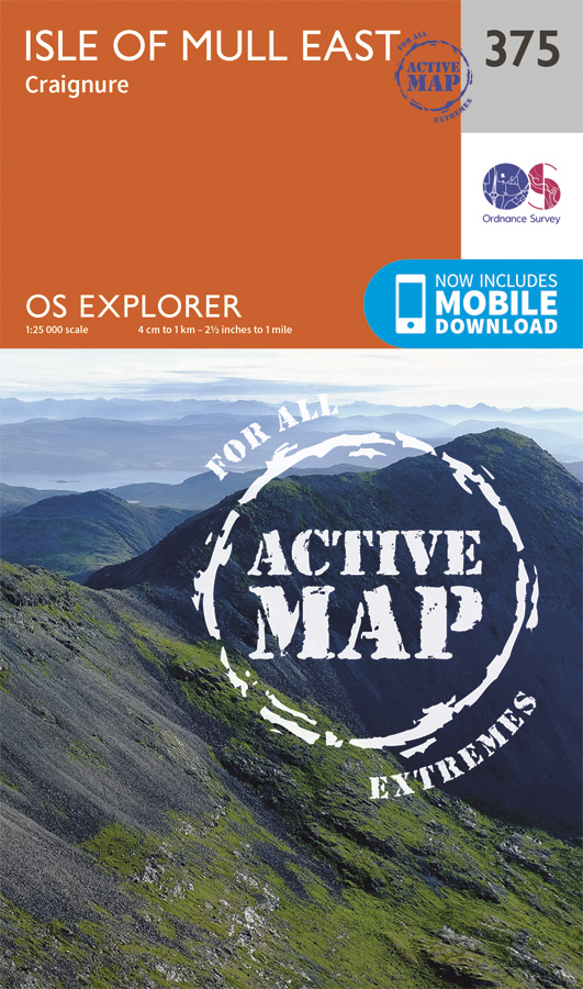 Online bestellen: Wandelkaart - Topografische kaart 375 OS Explorer Map | Active Isle of Mull East | Ordnance Survey