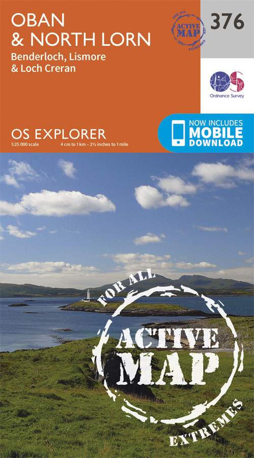 Online bestellen: Wandelkaart - Topografische kaart 376 OS Explorer Map | Active Oban / North Lorn | Ordnance Survey