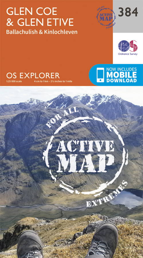 Online bestellen: Wandelkaart - Topografische kaart 384 OS Explorer Map | Active Glen Coe / Glen Etive | Ordnance Survey