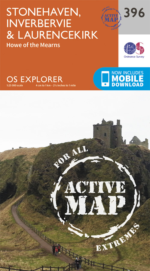 Online bestellen: Wandelkaart - Topografische kaart 396 OS Explorer Map | Active Stonehaven / Inverbervie / Laurencekirk | Ordnance Survey