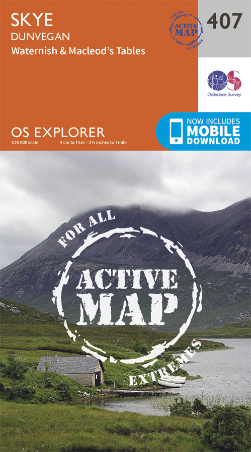 Online bestellen: Wandelkaart - Topografische kaart 407 OS Explorer Map | Active Skye / Dunvegan | Ordnance Survey