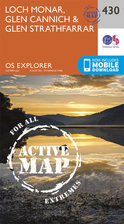 Online bestellen: Wandelkaart - Topografische kaart 430 OS Explorer Map | Active Loch Monar / Glen Cannich | Ordnance Survey