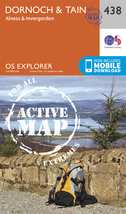 Online bestellen: Wandelkaart - Topografische kaart 438 OS Explorer Map | Active Dornoch / Tain | Ordnance Survey