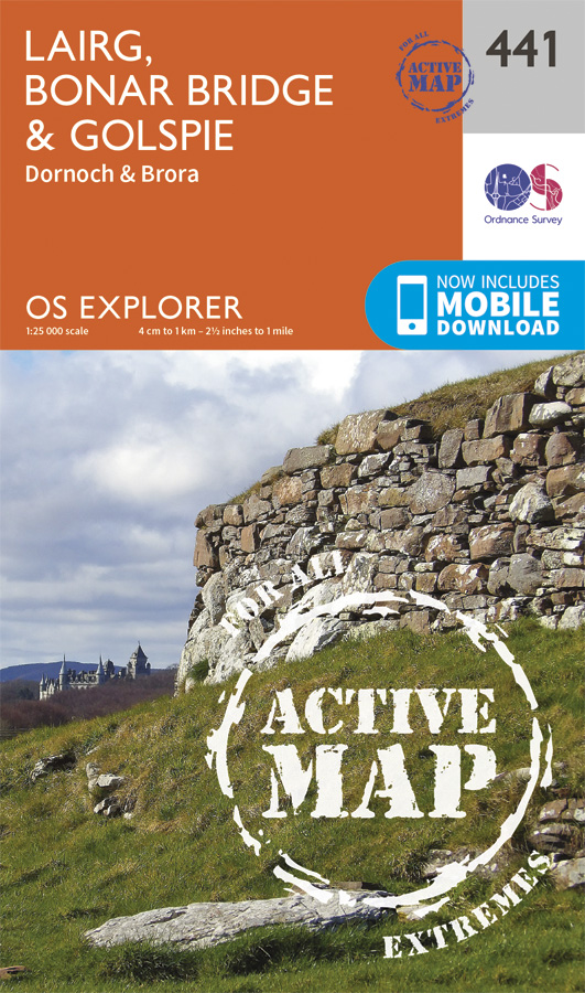 Online bestellen: Wandelkaart - Topografische kaart 441 OS Explorer Map | Active Lairg / Bonar Bridge / Golspie | Ordnance Survey