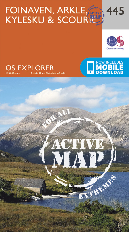 Online bestellen: Wandelkaart - Topografische kaart 445 OS Explorer Map | Active Foinaven / Arkle / Kylesku | Ordnance Survey