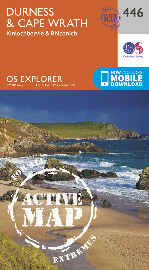 Online bestellen: Wandelkaart - Topografische kaart 446 OS Explorer Map | Active Durness / Cape Wrath | Ordnance Survey