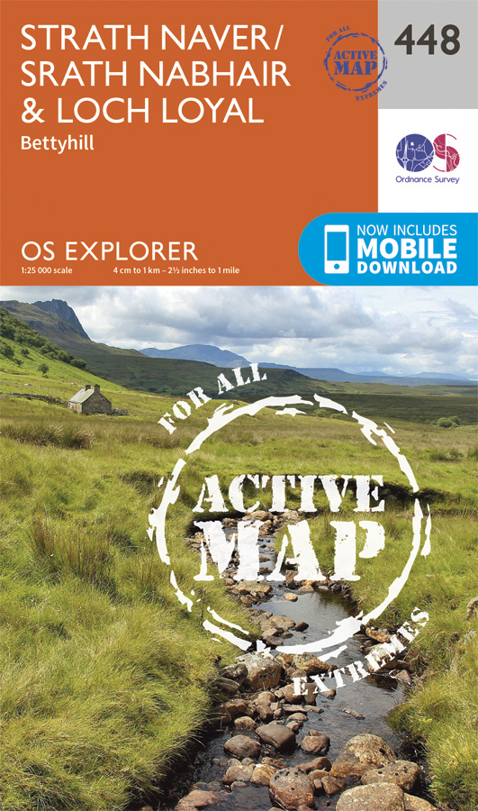 Online bestellen: Wandelkaart - Topografische kaart 448 OS Explorer Map | Active Strath Naver / Strath Nabhair / Loch Loyal | Ordnance Survey