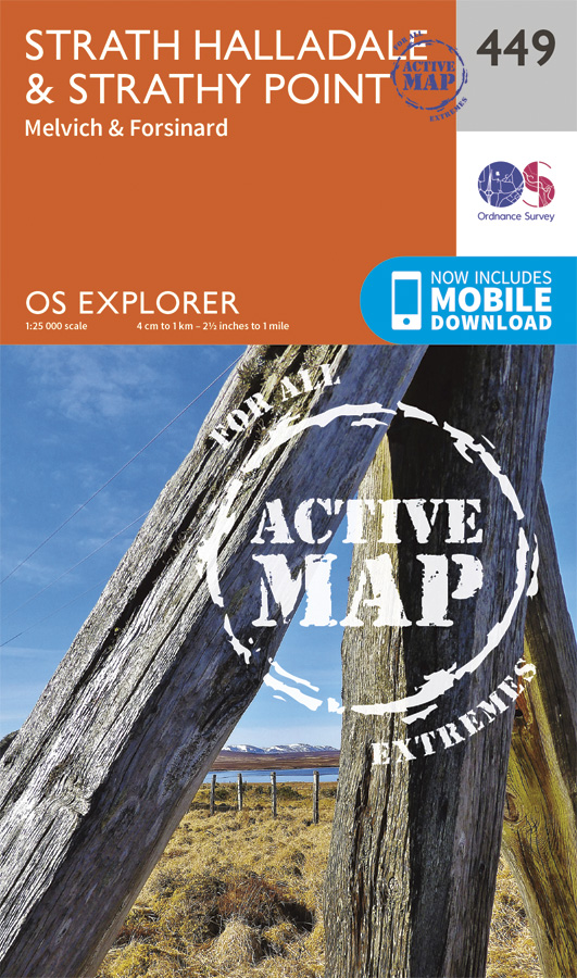 Online bestellen: Wandelkaart - Topografische kaart 449 OS Explorer Map | Active Strath Halladale / Strathy Point | Ordnance Survey