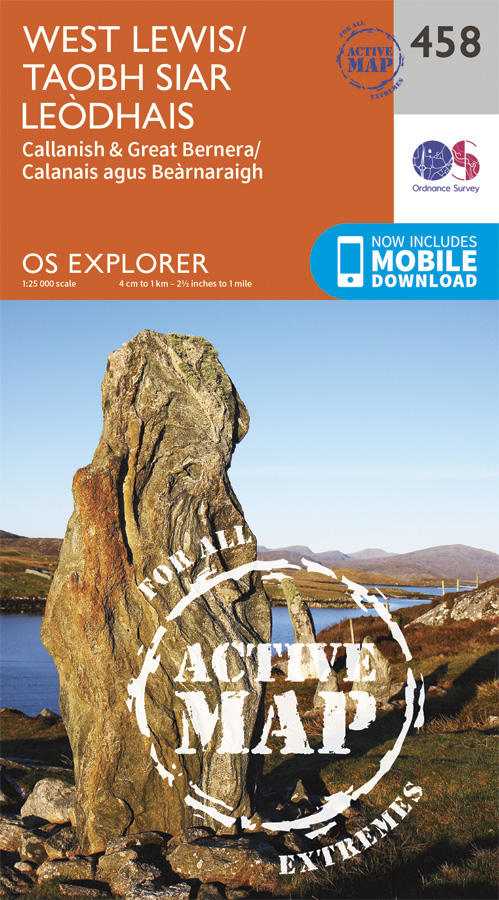 Online bestellen: Wandelkaart - Topografische kaart 458 OS Explorer Map | Active West Lewis / Taobh Siar Leòdhais | Ordnance Survey