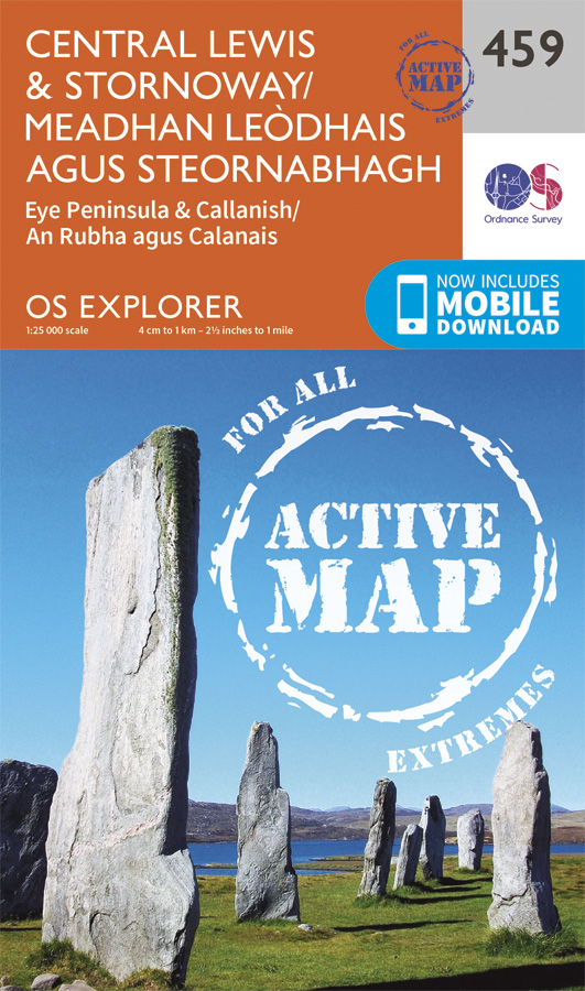 Online bestellen: Wandelkaart - Topografische kaart 459 OS Explorer Map | Active Central Lewis / Stornaway | Ordnance Survey