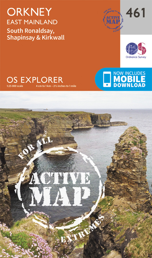 Online bestellen: Wandelkaart - Topografische kaart 461 OS Explorer Map | Active Orkney / East Mainland | Ordnance Survey