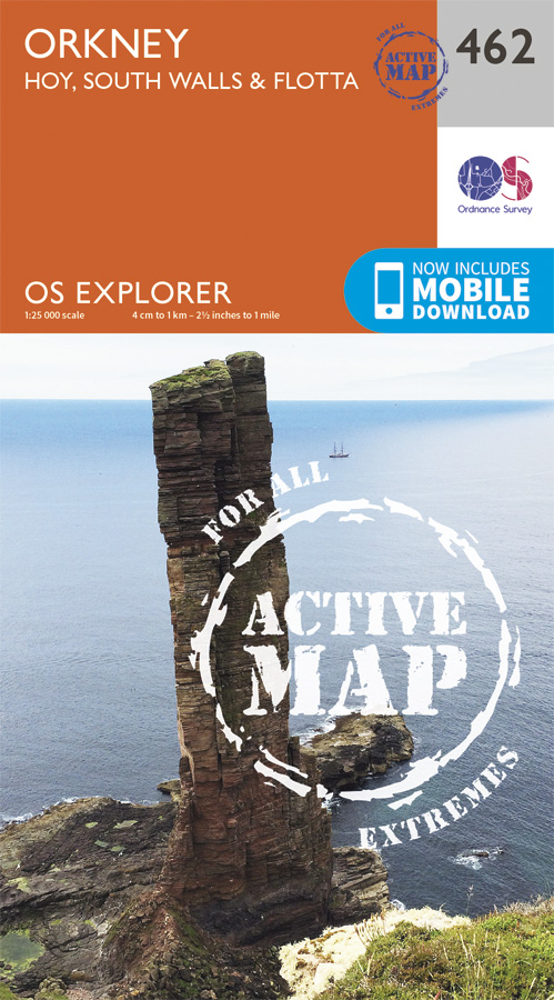 Online bestellen: Wandelkaart - Topografische kaart 462 OS Explorer Map | Active Orkney / Hoi / South Walls / Flotta | Ordnance Survey