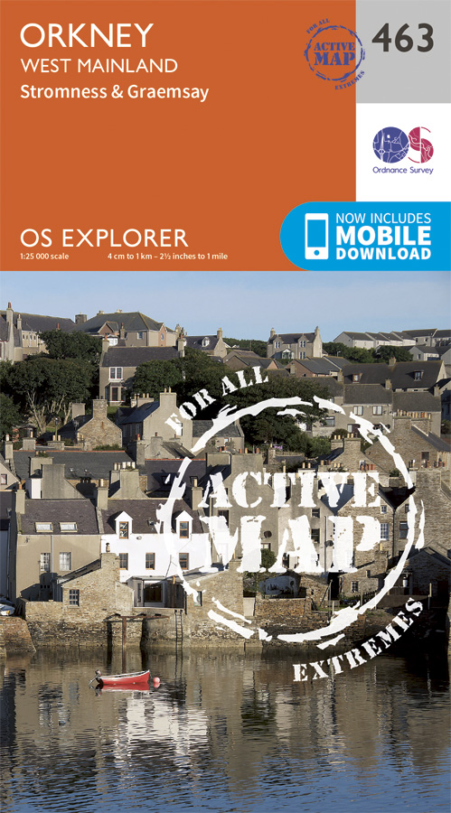 Online bestellen: Wandelkaart - Topografische kaart 463 OS Explorer Map | Active Orkney / West Mainland | Ordnance Survey