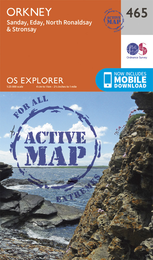 Online bestellen: Wandelkaart - Topografische kaart 465 OS Explorer Map | Active Orkney / Sanday / Eday | Ordnance Survey