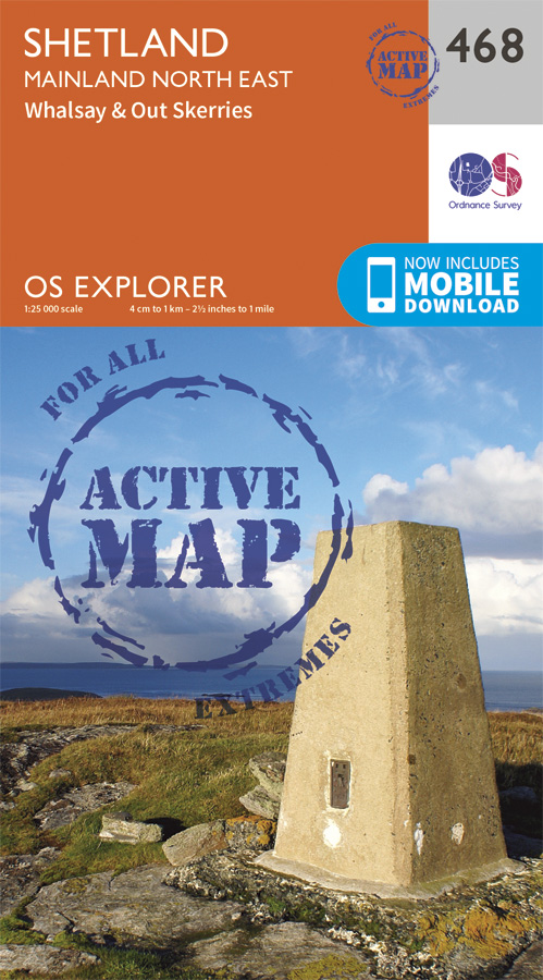 Online bestellen: Wandelkaart - Topografische kaart 468 OS Explorer Map | Active Shetland / Mainland North East | Ordnance Survey