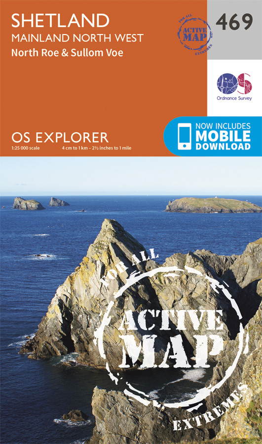 Online bestellen: Wandelkaart - Topografische kaart 469 OS Explorer Map | Active Shetland / Mainland North West | Ordnance Survey