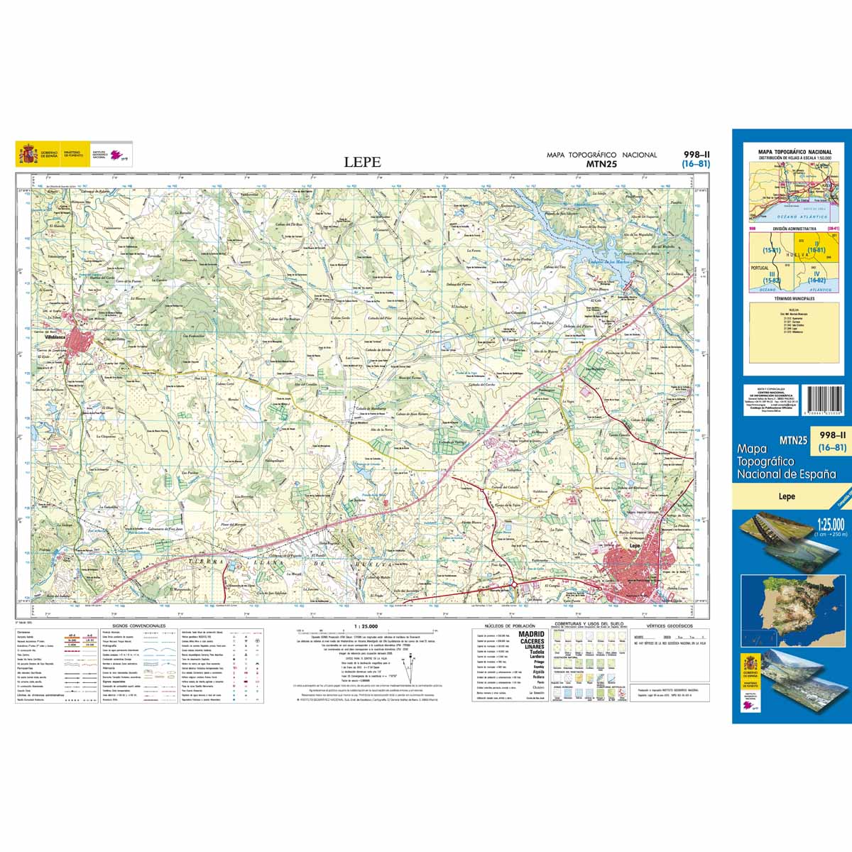 Online bestellen: Topografische kaart 998-II Lepe | CNIG - Instituto Geográfico Nacional1