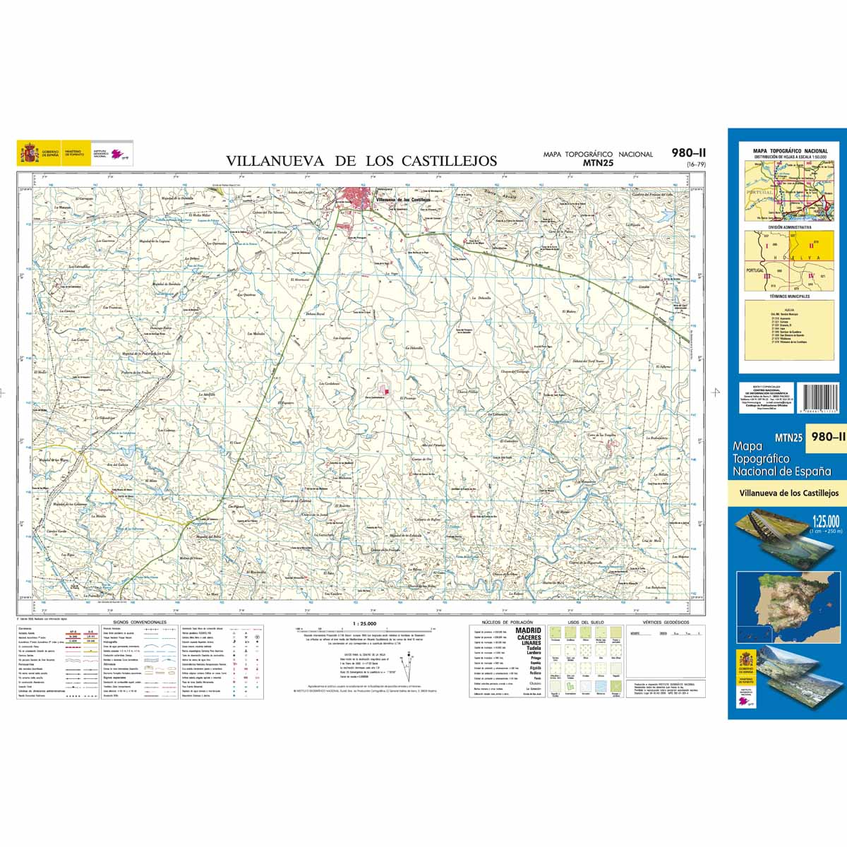 Online bestellen: Topografische kaart 980-II Villanueva de los Castillejos | CNIG - Instituto Geográfico Nacional1